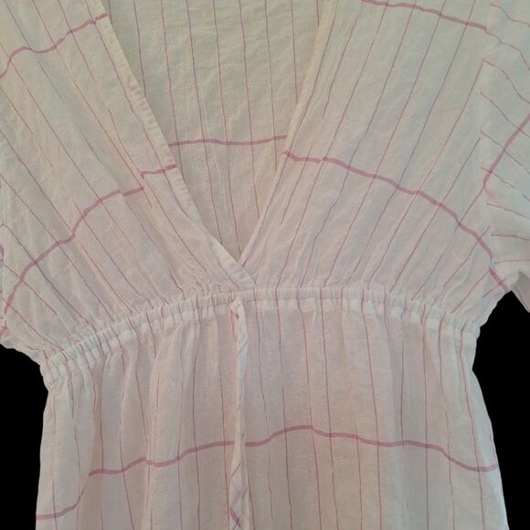 Tory Burch Caftan Striped Short Cotton Tunic Cover-Up Swim Cover Gauze sz Small - Picture 8 of 16